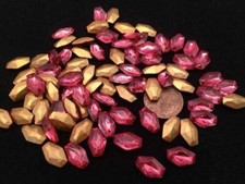 Vintage Czech 8 x 12mm Faceted Rose Pink Foil Backed Glass Stones 16