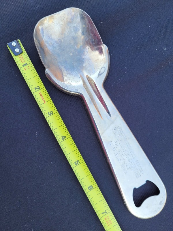 Vintage Ice Cream Scoop/Bottle Opener - Advertising for V.&F. Plumbing & Heating