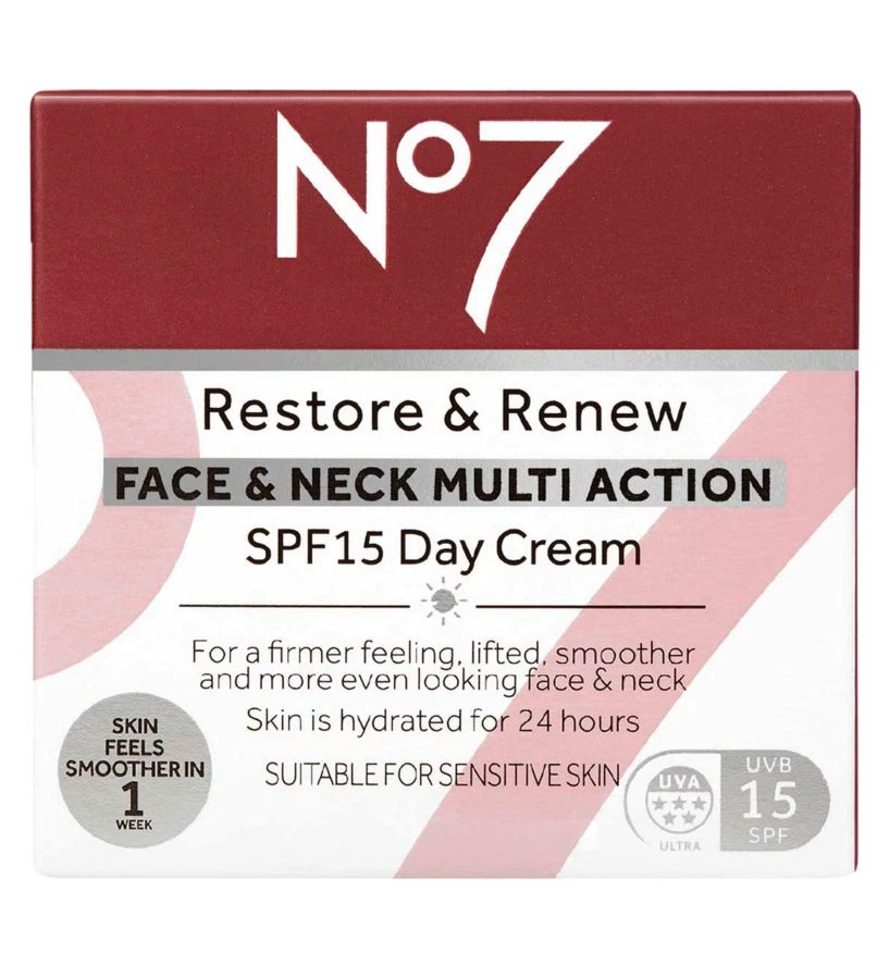 No7 Restore Renew Face Neck Multi Action DAY Cream SPF 15 50ml