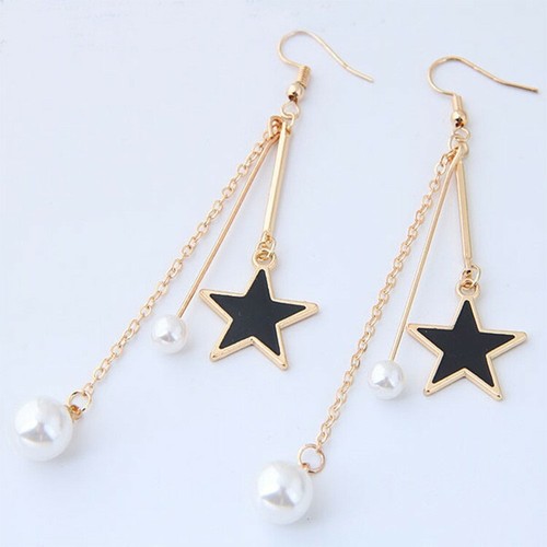 Fashion Women Girl Jewelry Simple Earrings Star Pearls Tassel Ins Hook Gift 0498 - Picture 3 of 5