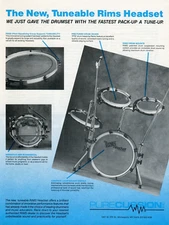 1987 Print Ad of Purecussion Rims Headset Drum Kit