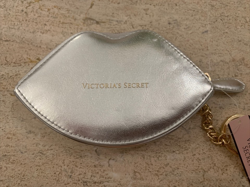 NWT! Discontinued Victoria’s Secret Silver Lips Keychain Zip-Up Coin ...