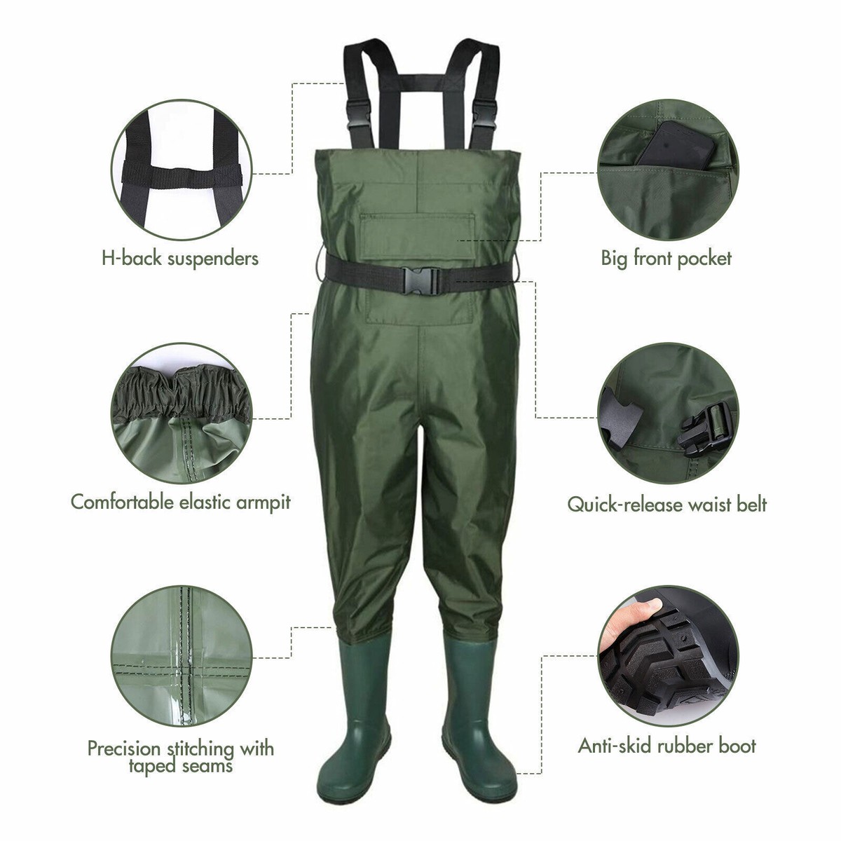 2-Ply Waterproof Chest Waders Nylon Hunting Fishing Rubber  display picture 1