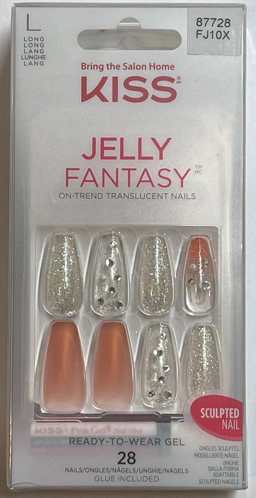 Модные полупрозрачные длинные ногти Kiss Jelly Fantasy FJ10X 5190₽