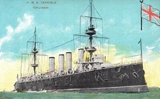Postcard British Royal Navy HMS Terrible Cruiser Lovely Art