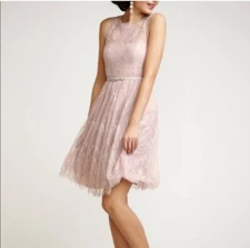 Anthropology Hitherto Sz 8 Celia Lace Bridesmaid Cocktail Dress Semi-Sheer Flowy