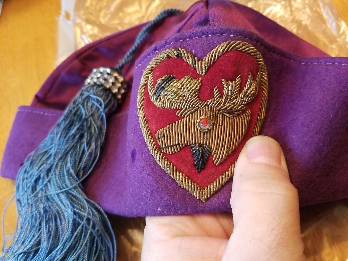 Vintage Royal Order of Moose Lodge Fez Ceremonial Hat VTG Loyal Order of Moose Ceremonial Fez Hat Purple Wool  main image 4