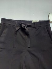 Nine West LARGE Dull Black High Rise Belted Dress Pants Straight Leg New