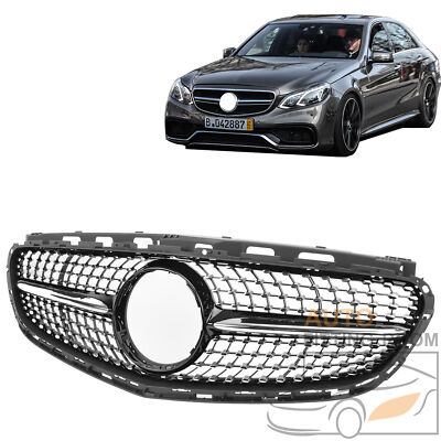 For 2014-2016 Mercedes W212 E350 E400 Black Sport Front Hood Bumper Grille Grill