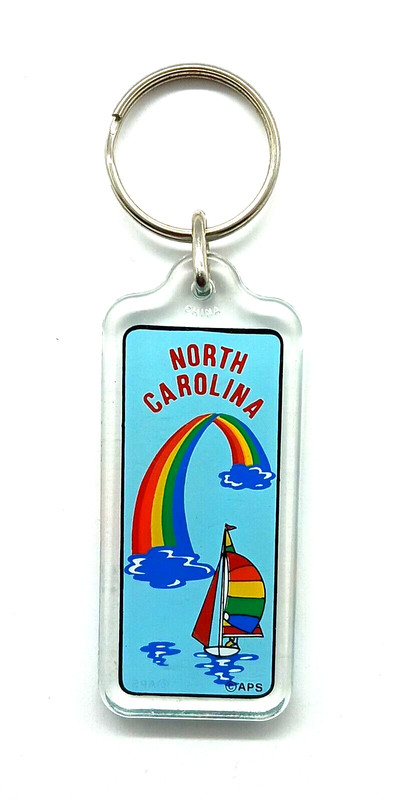 Vintage North Carolina Rainbow Sailboat Keychain Keyring