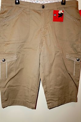 LEE Women's Gretchen Twill Cargo Skimmer Pants ''Sandy'' Khaki 16 Petite NWT R$48