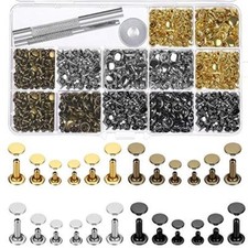 480 Sets 4 Colors 3 Sizes Leather Rivets Double Cap Rivet Tubular Metal Studs