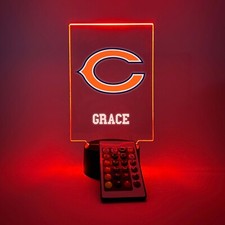 Personalized LED 16 Colors Light Up Stand Chicago Bears Football w/Remote