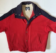 WOOLRICH - Men's Vintage Red Wool Bomber Jacket - Size X-Large - XL