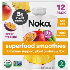 Superfood Fruit Smoothie Pouches, Super Tropical with Immune Support, Healthy...