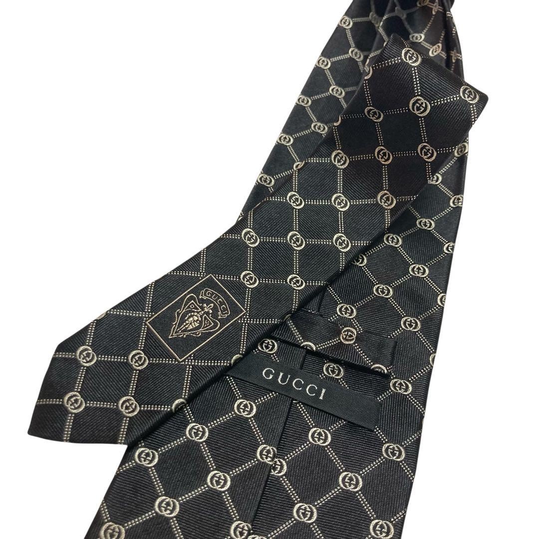 GUCCI Tie black GG pattern interlocking - image 6