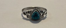925 Sterling Silver Ring, Natural Turquoise, Size Q US 8, Silver Jewellery 