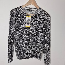 Jeanne Pierre Cardigan Ladies Leopard Black / White Small