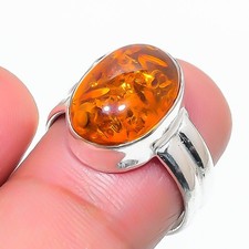 Amber Gemstone 925 Sterling Silver Jewelry All Size Ring For Gift