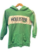 Hollister Green Sweatshirt Youth Large Y2K Hooded Pullover Kids Pockets