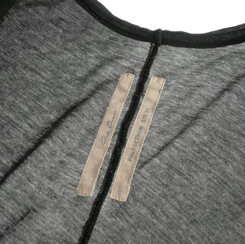 T-shirt Rick Owens 21SS scollo a V taglio senza maniche cucito nera uomo s - Foto 6 di 6