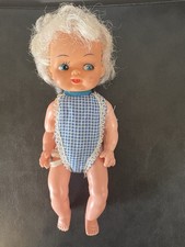 Vtg 1960s Baby Doll Hong Kong Side Eyes Vinyl Head White Hair Blue Eyes