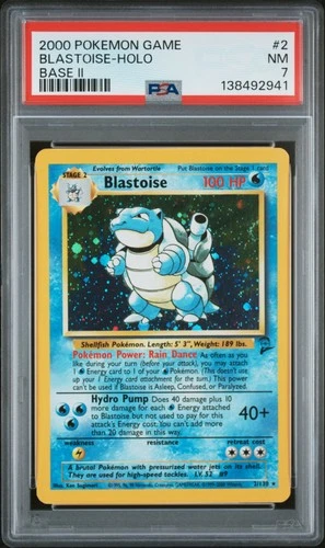 2000 POKEMON BASE SET 2 #2 BLASTOISE-HOLO PSA 7