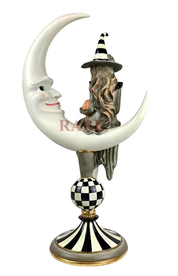 Mackenzie-Childs Courtly Spellbound Witch On a Moon With Pumpkin 21" caja nueva Foto 4 de 4