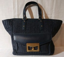 Marc by Marc Jacobs Raffia Tote Blue Navy Lea...