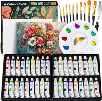 DazSpirit Acrylfarben-Set Mit 36 Farben, Acrylic Paint Set Inkl. Profipinsel,