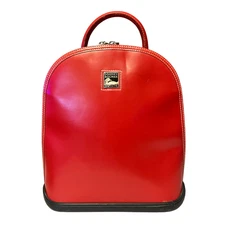 Vintage Dooney & Bourke Red Leather Backpack Bag Purse Par a Sole Mini Dome USA