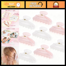 8 Pcs Large Acrylic Hair Claw Clips, French Style, Pink  White Colors, Durable