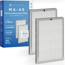 Medify MA-45 H13 HEPA Filter 2-Pack  Smoke Dust Odor Pet 3-in-1 Replacement