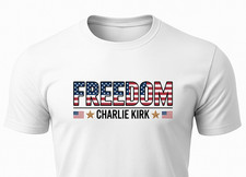 Charlie Kirk Freedom USA American Flag Patriotic T-Shirt