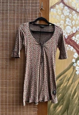 Vive Maria Y2k Floral Print Scoop Neck Mini Dress Short Sleeve Size S