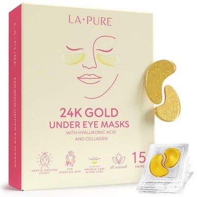 LA PURE 24k Gold Under Eye Mask for Dark 1 Count (Pack of 15), 