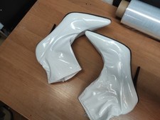 Stiefel Knöchel  elastisch lack Weiß Absatz...