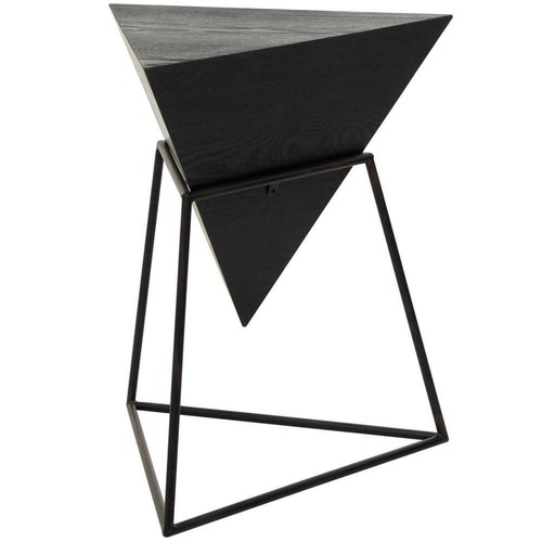 17 in. Black Inverted Pyramid Geometric Large Triangle Wood End Table with Black - Picture 5 of 12