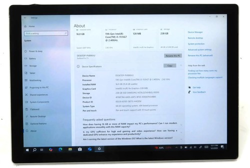 Microsoft Surface Pro 7 plus 1961 Core i5-1135G7 2.4GHz 16GB 256GB Win 10 Pro - Picture 2 of 7
