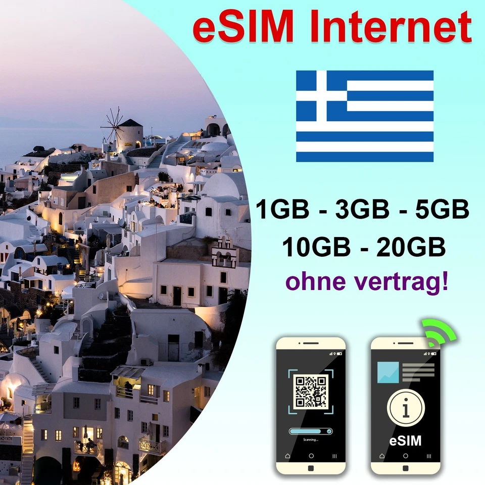 eSIM Griechenland – Nur Internet, Keine physische SIM | Vodafone 5G - Bild 1 von 4