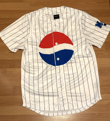 Nana Judy: Pepsi Baseball Jersey White & Black Pin Stripes - Mens Size: Medium