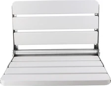 16 Inch White Foldable Shower Seat Wall Mounted-for Adults-400lbs Max Load