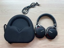 Sony MDR-1R Wired Headphones - Black With Red - With Case - See Photos