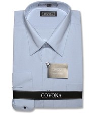 Mens Solid Powder Blue Color Dress Shirt with Convertible Cuffs sz 16 1/2 32/33