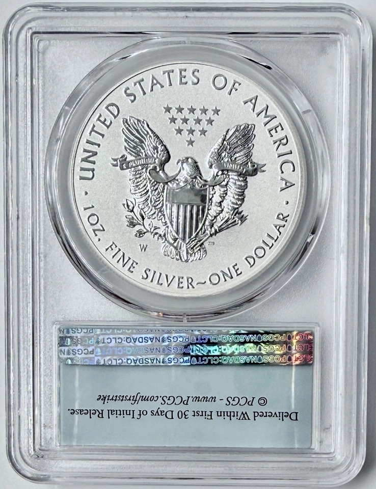 2021-W Reverse Proof $1 Type 1 American Silver Eagle PCGS PR70 First Strike Flag - Image 2 of 2