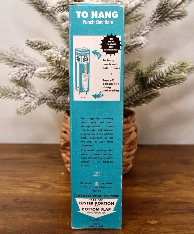 VTG Bondware 60’s 5oz Disposable Waxed Cups Counter Wall Mount Dispenser Stripes - Image 4 of 4