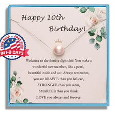 Collar De Perlas Rosas De Plata De Ley Para Ni a, Regalo Para Su D cimo Cumplea