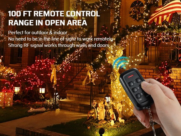 DEWENWILS Outdoor Remote Control Outlet for Christmas Lights 15A 100ft ...