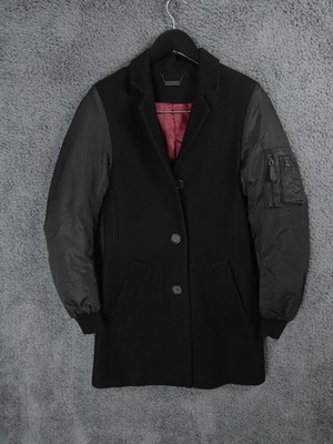 Dr Martens XXS 2XS Black Long Overcoat Trench Mac Wool Punk Arm Pocket Flight