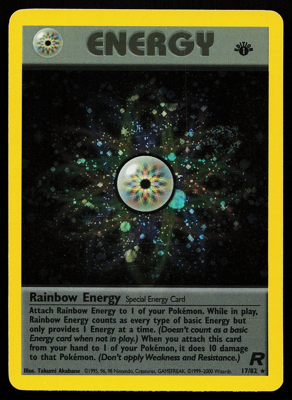 Rainbow Energy 17/82 1st Edition Holo Rare Team Rocket Pokemon Card